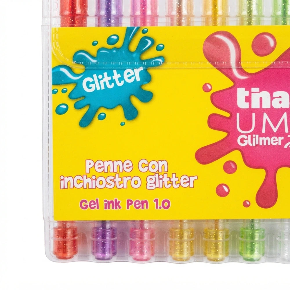 12 Penne Glitter Colorate Tinta Unita Glitteriosima – Gel Ink Pen 1.0