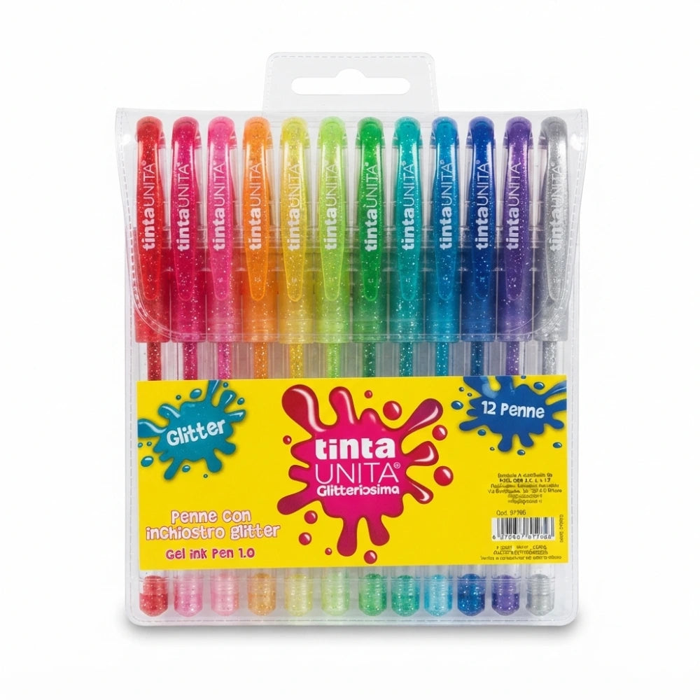 12 Penne Glitter Colorate Tinta Unita Glitteriosima – Gel Ink Pen 1.0
