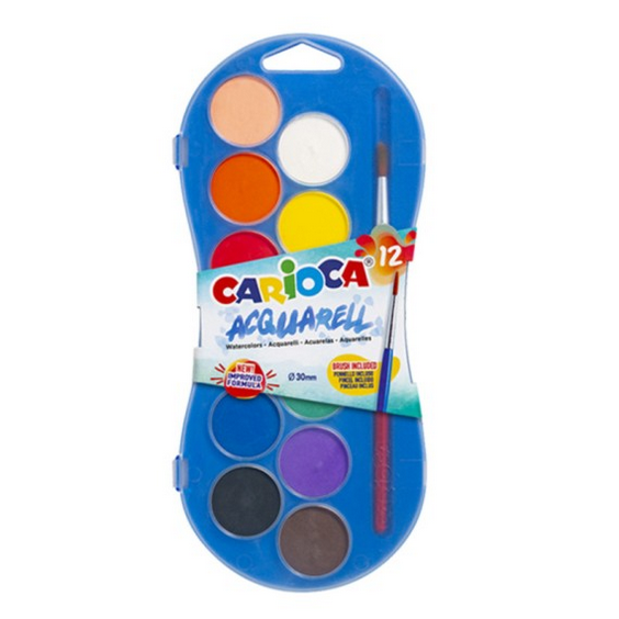 Acquarelli Carioca 12 colori ideali per la scuola ed il tempo libero disponibili da cartoleria claudio a giugliano in campania napoli