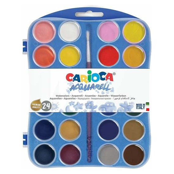 Acquarelli Carioca 24 colori ideali per la scuola ed il tempo libero disponibili da cartoleria claudio a giugliano in campania