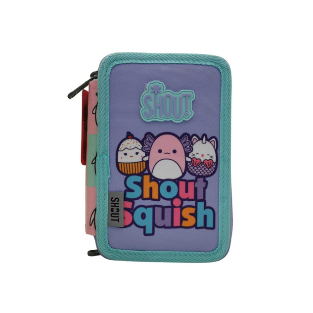 Shout Squish Astuccio 3 Zip — Effetto Morbido e Colorato