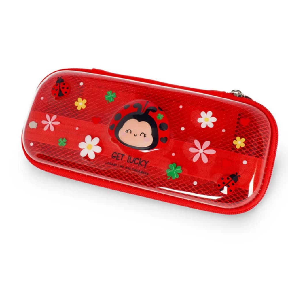 Astuccio rigido trasparente Legami coccinella Get lucky Lady bug disponibile da cartoleria claudio a giugliano napoli