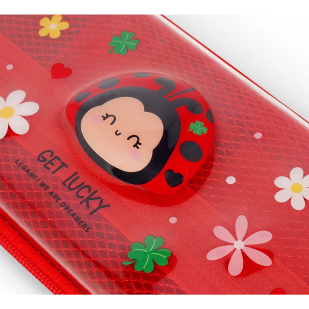 Astuccio rigido trasparente Legami coccinella Get lucky Lady bug disponibile da cartoleria claudio a giugliano napoli