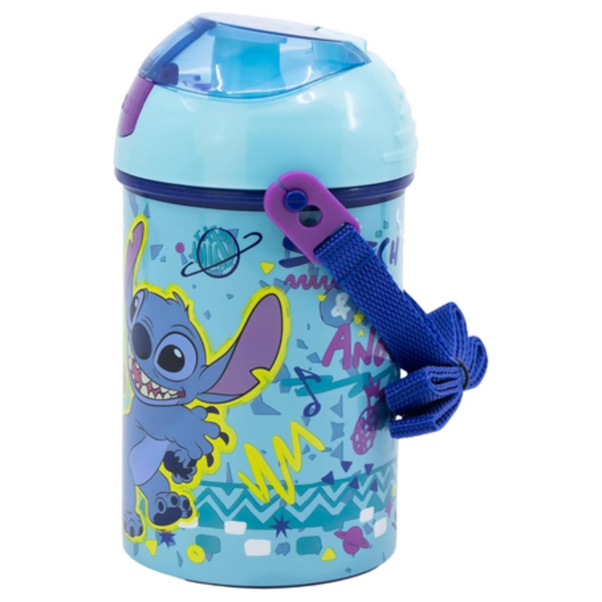 Borraccia Stitch in Plastica con Cannuccia 350ml