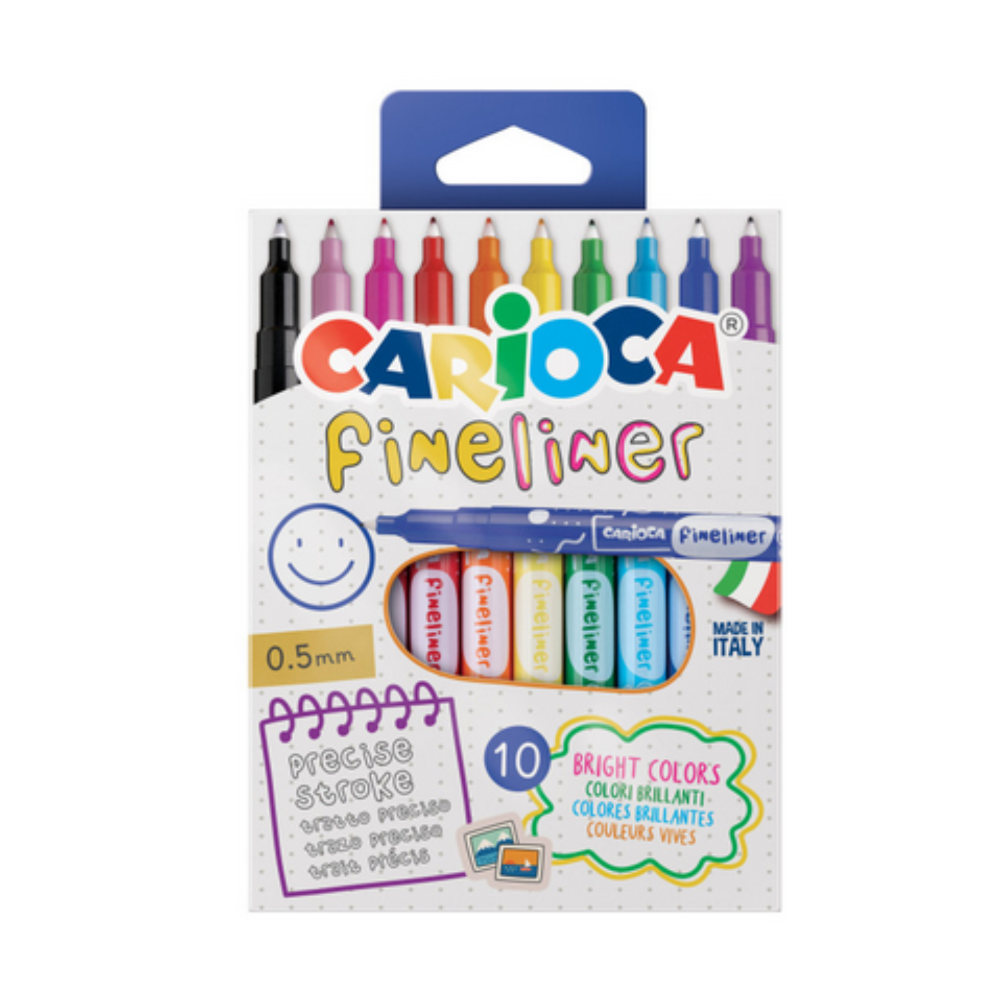 Fineliner Carioca 10 Pezzi - Tratto Preciso 0.5mm Colori Brillanti