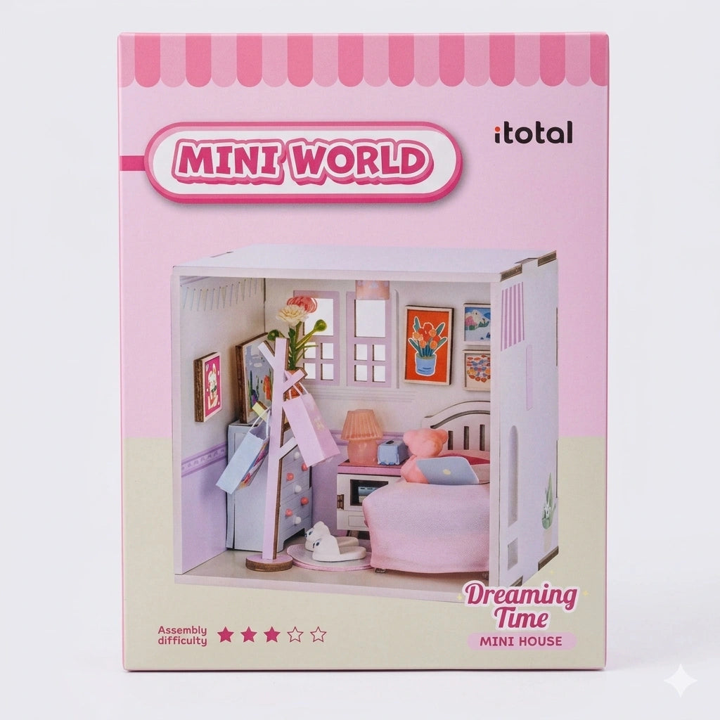 Kit DIY I-Total Mini World XL3509 Dreaming Time – Diorama Notturno in Miniatura Fai-da-Te