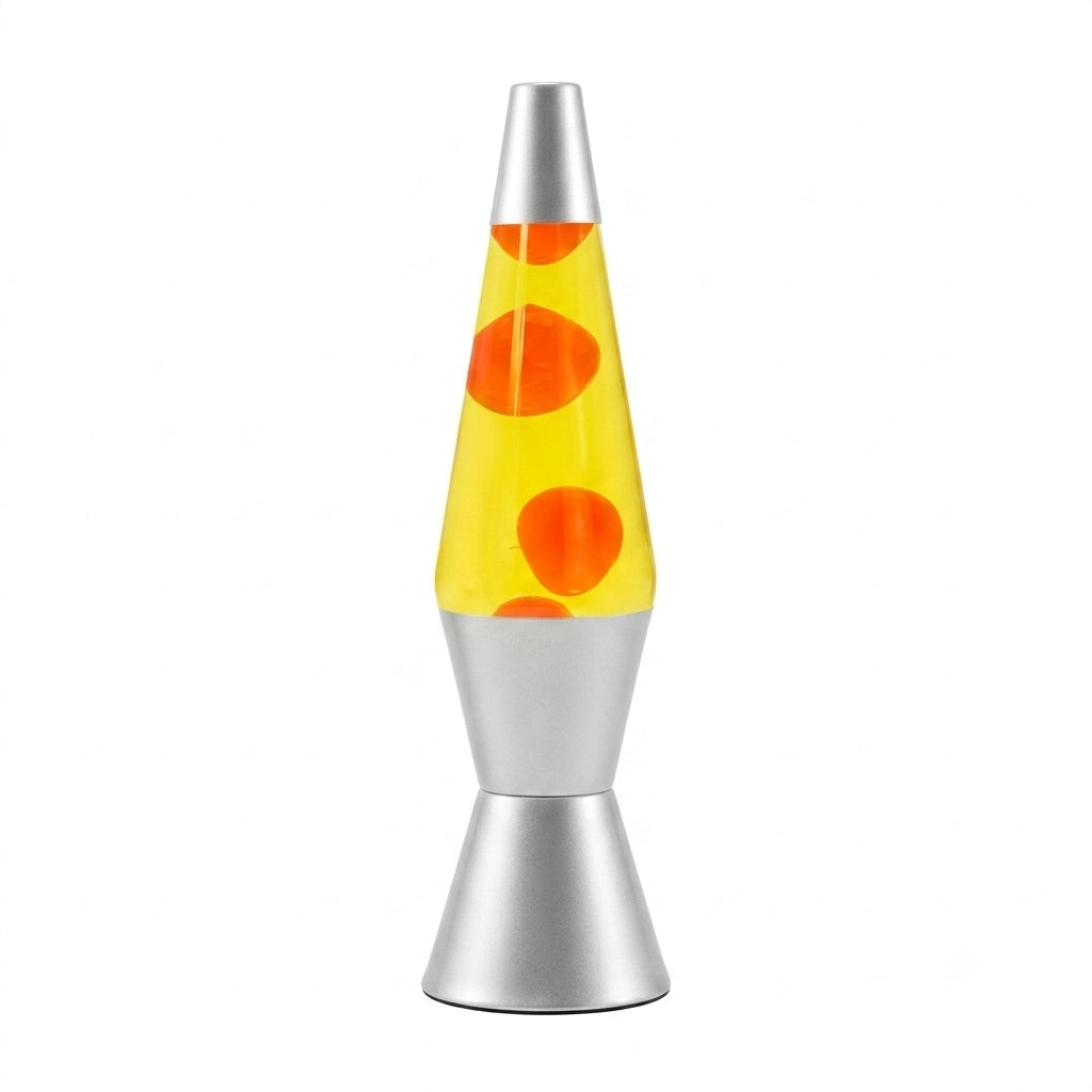 Lampada Lava LED Spaceship iTotal – Base Argentata Liquido Giallo Cera Rossa
