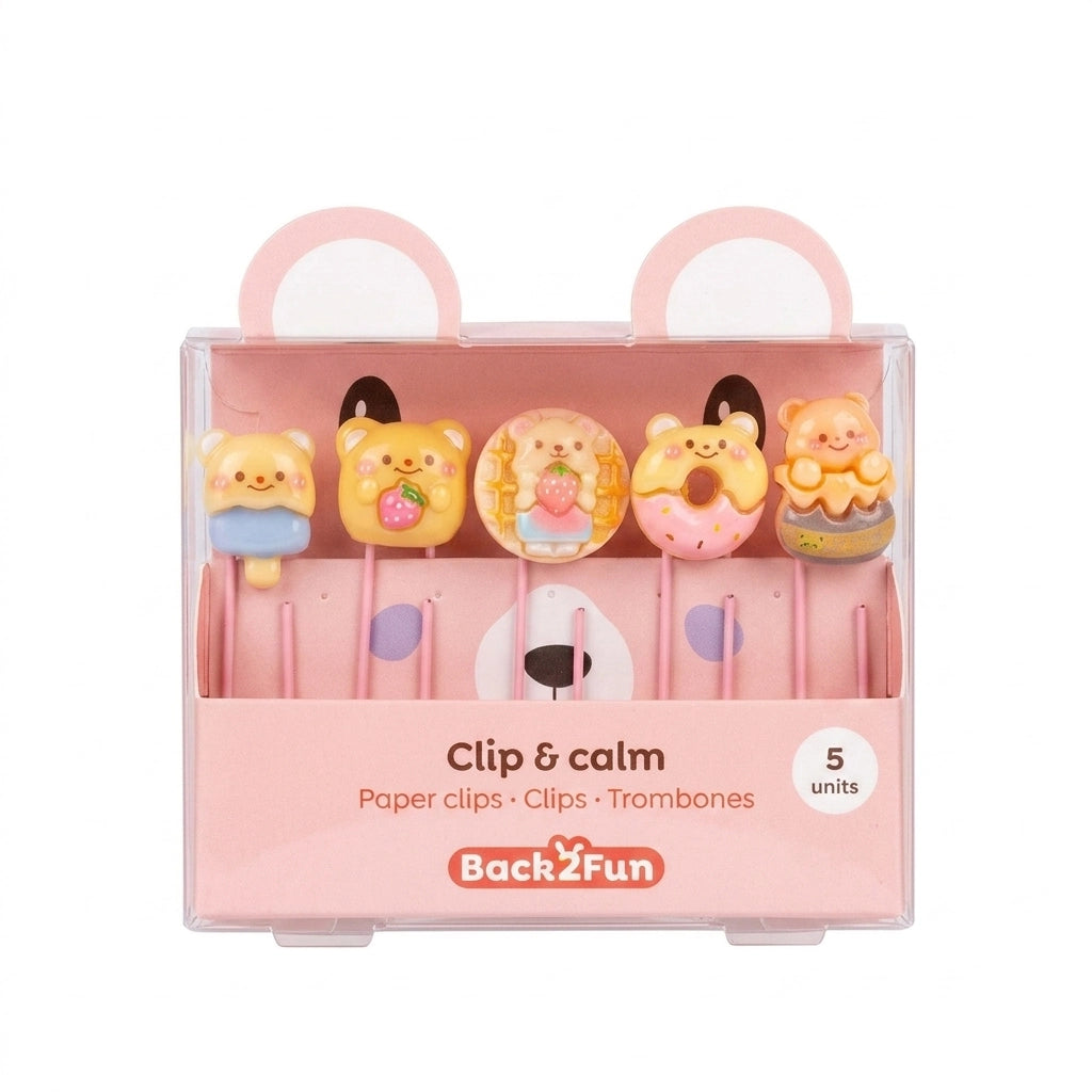 Graffette Kawaii Orsetto Back2Fun – Set 5 Fermagli Cute “Clip & Calm”