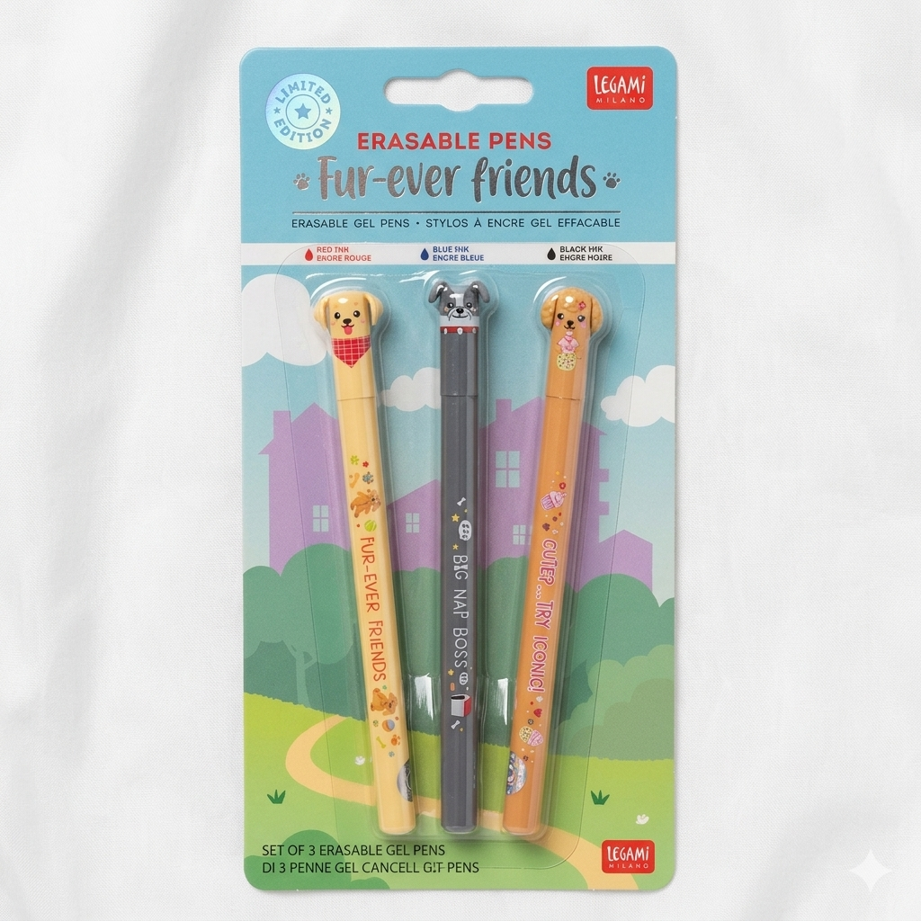 Penne Cancellabili Legami Cagnolino – Set 3 Fur-ever Friends | Edizione Limitata