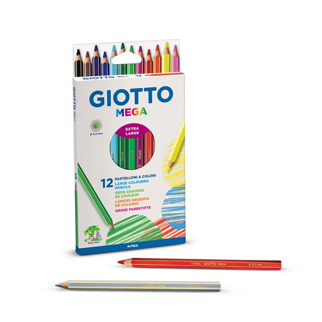 pastelli giotto mega da 12 colori disponibili da cartoleria claudio