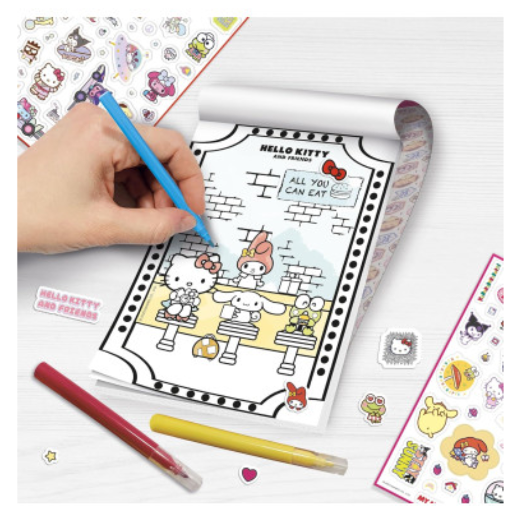 Hello Kitty and Friends Super Stickers Colouring - Libro da Colorare con Adesivi