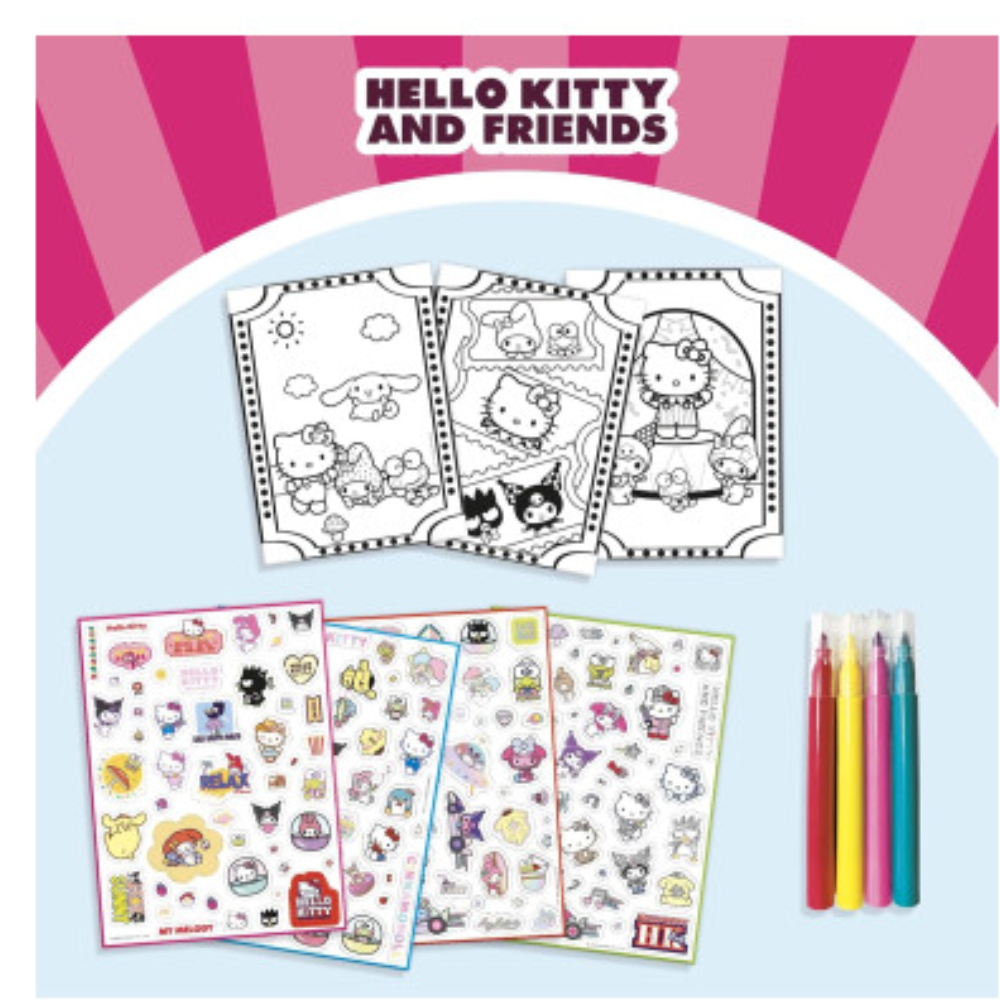 Hello Kitty and Friends Super Stickers Colouring - Libro da Colorare con Adesivi