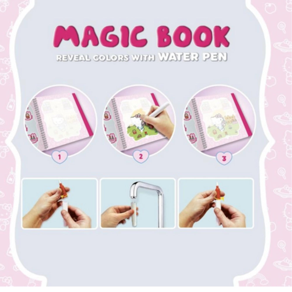 Magic Book Hello Kitty Reveal Colors - Libro Magico con Penna ad Acqua