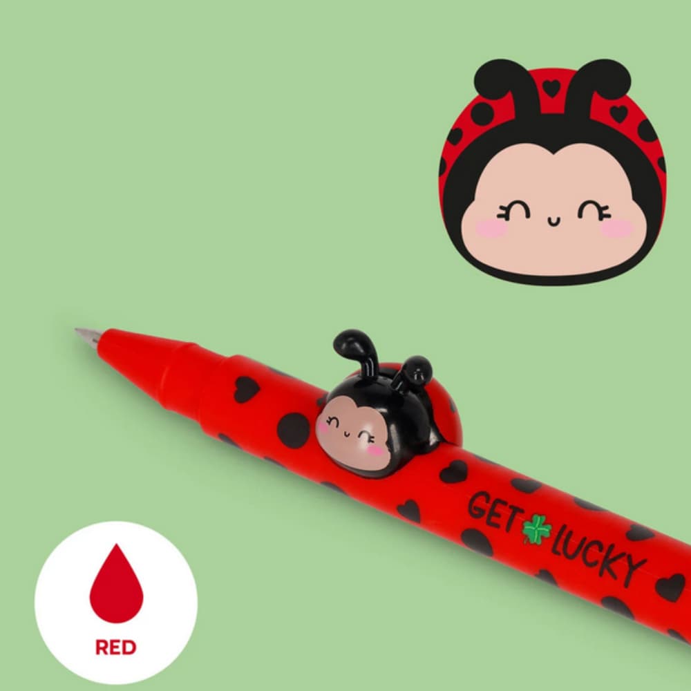 Penna Gel Coccinella Legami Get Lucky 2026 — Topper 3D Kawaii