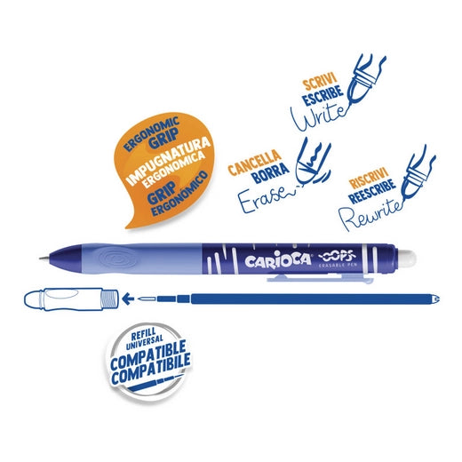 Penna Cancellabile Carioca a Scatto Oops blu disponibile da cartoleria claudio a giugliano in campania napoli
