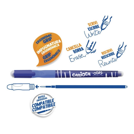 Penna carioca cancellina blu con tappo disponible da cartoleria claudio a giugliano napoli