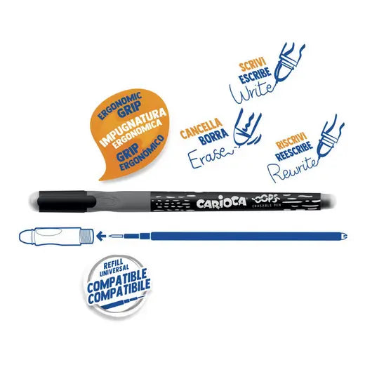 Penna carioca cancellina nera con tappo disponible da cartoleria claudio a giugliano napoli