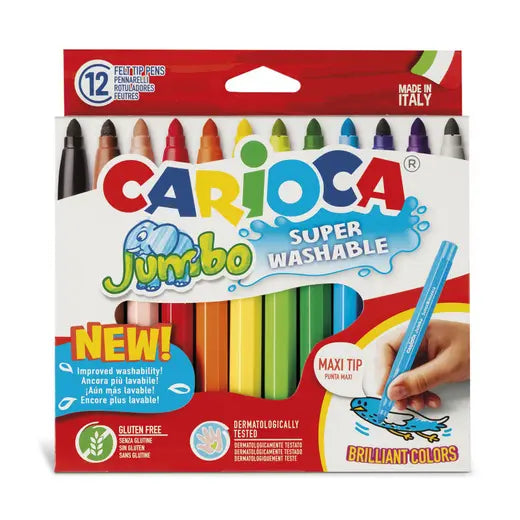 Pennarelli Jumbo Carioca super lavabili 12 colori disponibli da cartoleria claudio a Giugliano in Campania napoli
