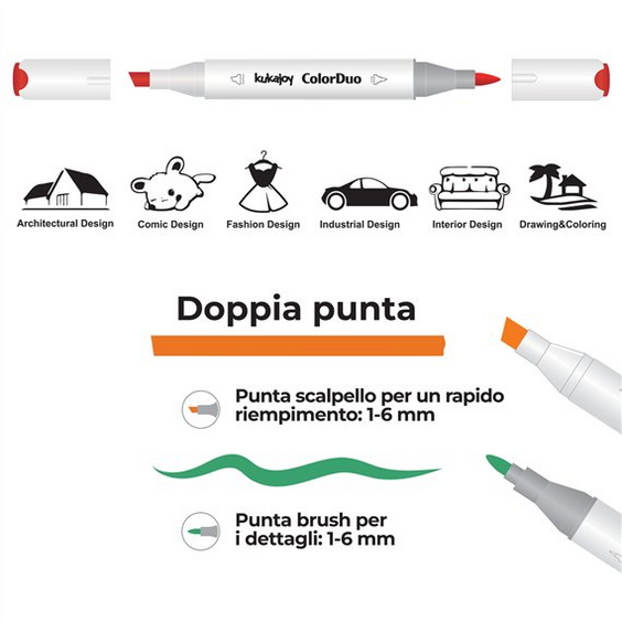 Pennarelli Brush doppia punta Kukajoy da 48 colori disponibile da cartoleria claudio  giugliano in campania 