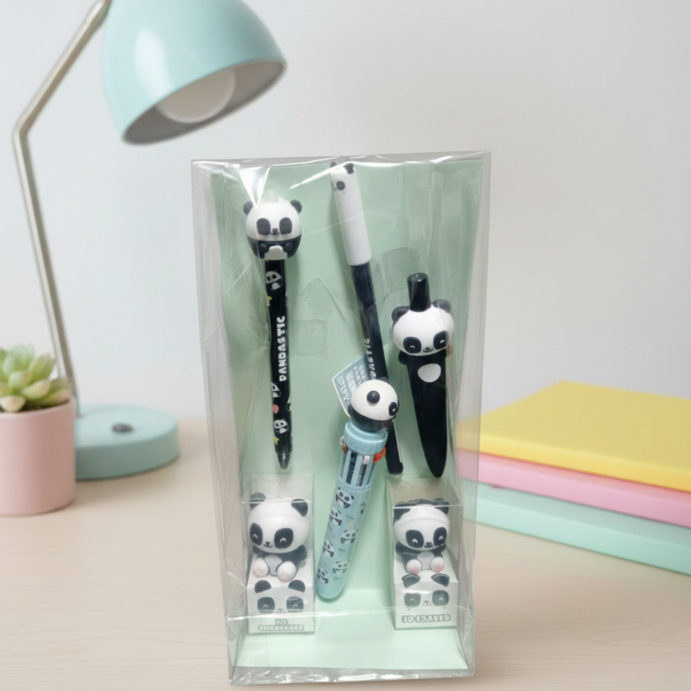 Bag Regalo Panda I Total 🐼 Set Completo Cancelleria - 6 Articoli Coordinati Pronti da Regalare