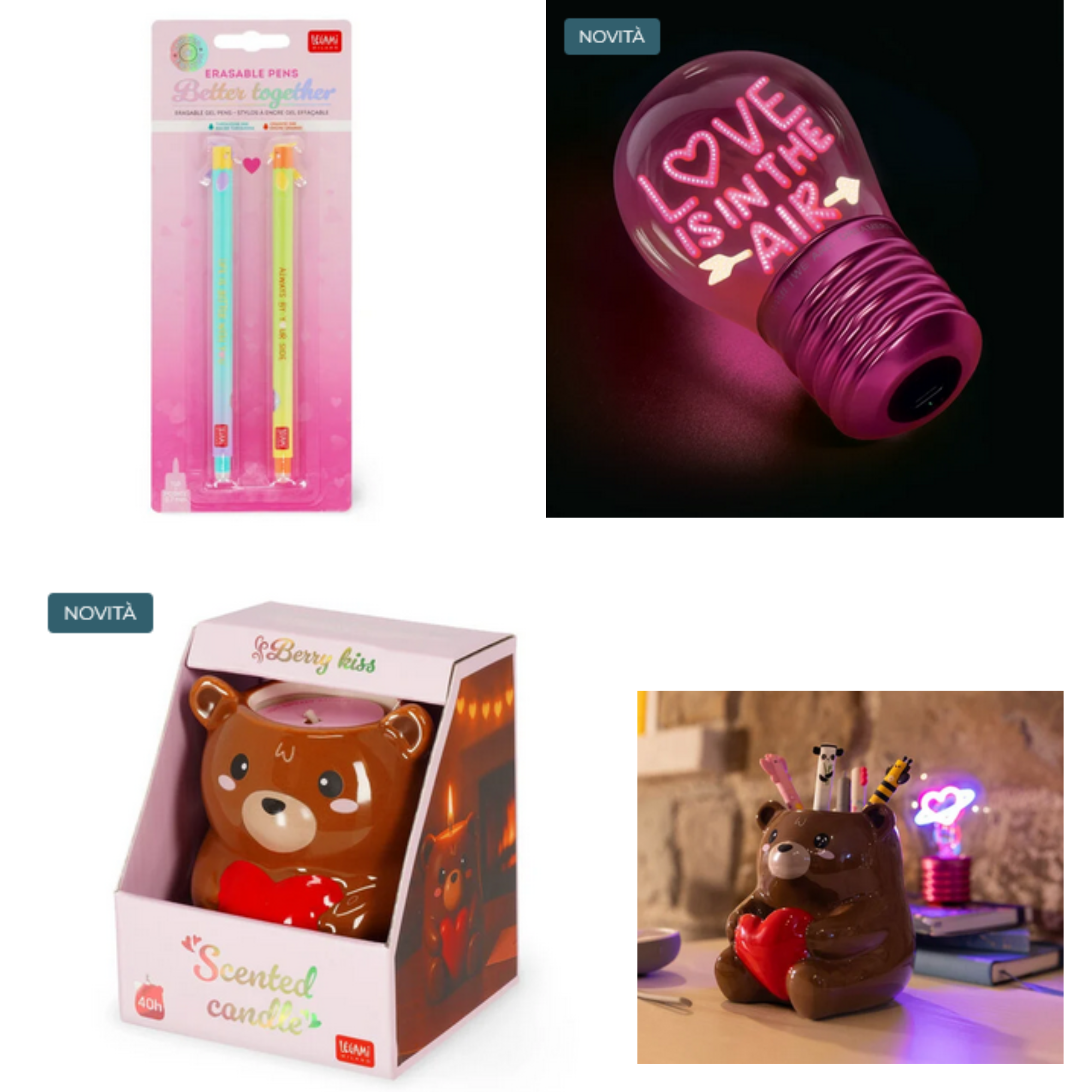 Kit San Valentino Legami - KIT VI - Set di 2 Penne Gel Cancellabili - Better Together - Erasable Pen