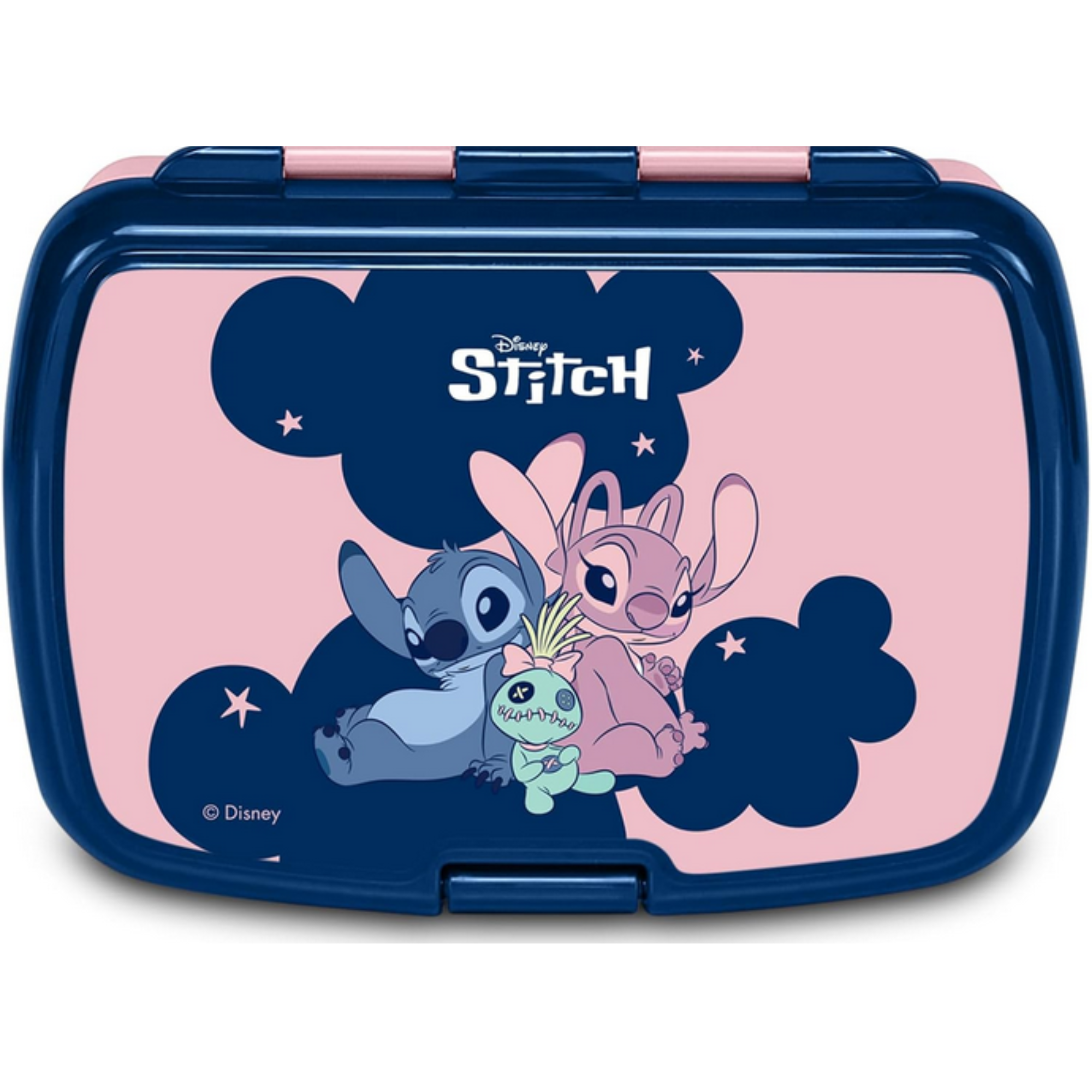 Seven Set Portamerenda + Borraccia LILO & STITCH Blu per bambini, Divisorio interno, Borraccia 460ml con coperchio ermetico