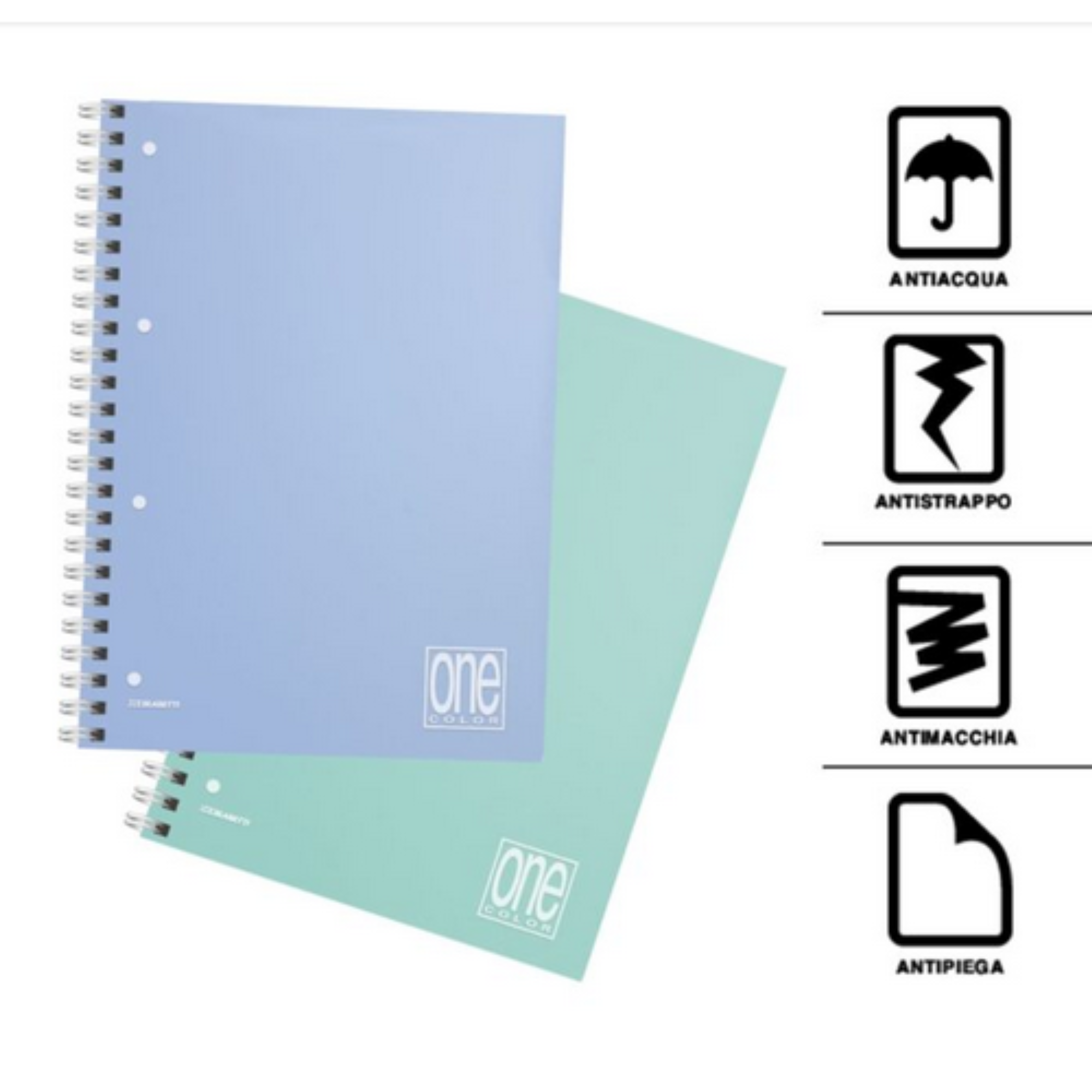 Quaderno Spirale A4 quadretti 1 rigo  con Copertina in Plastica - 60 Fogli colori PASTEL