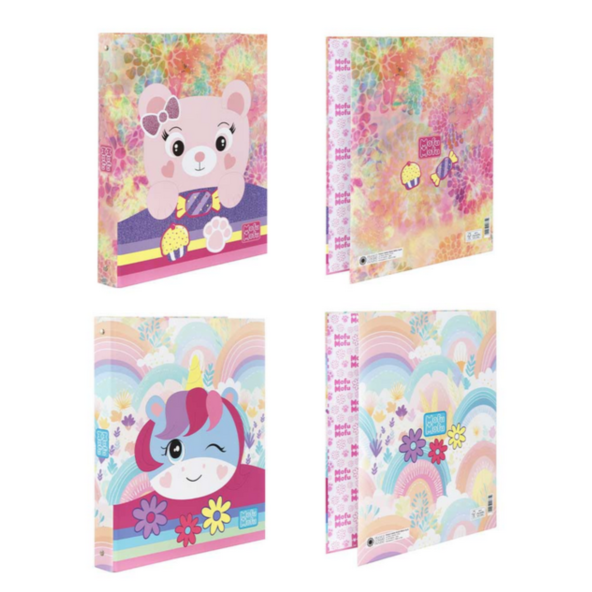 Raccoglitore 4 Anelli Mofu Mofu - 2 Varianti Disponibili - Orsetto e Unicorno