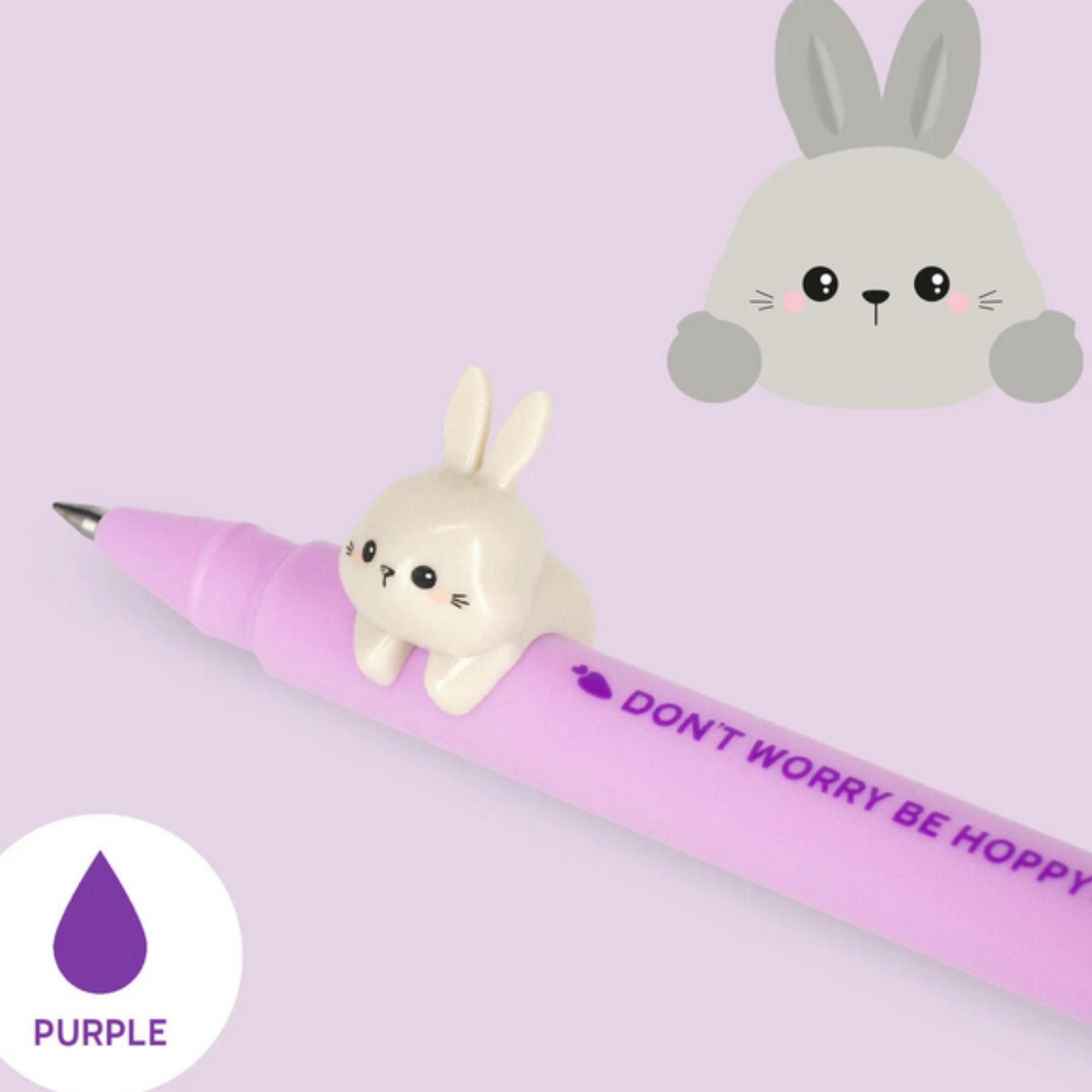 Penna Gel Legami Lovely Friends Bunny "Don't Worry Be Hoppy" – Penna con Coniglietto Decorativo