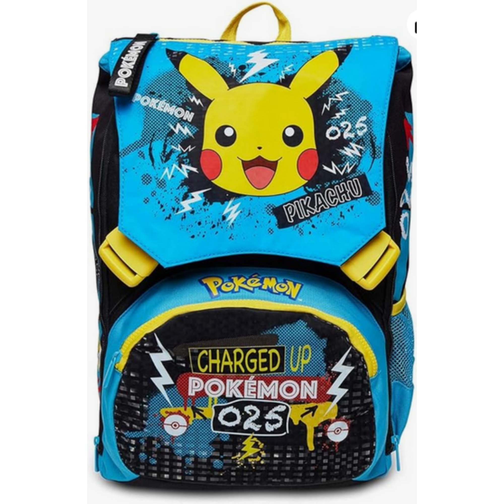Seven Zaino Scuola Estensibile POKEMON - PIKACHU, Giallo Rosso - Zaino Doppio Scomparto Sdoppiabile Tramite Zip e Con Tasca Porta Borraccia