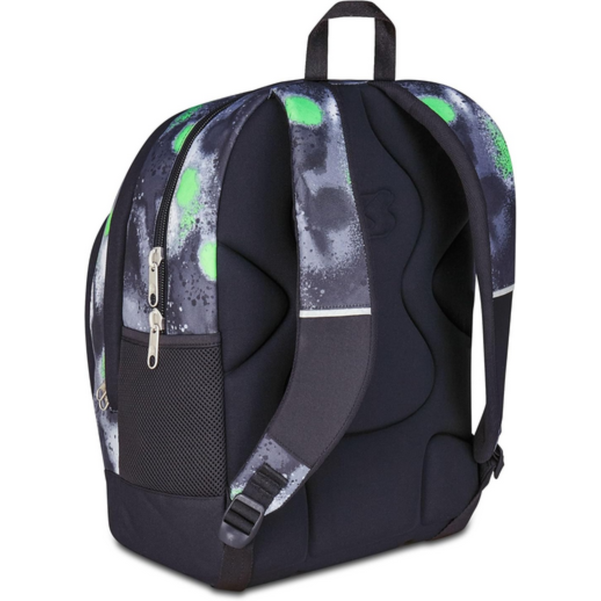 Seven Zaino Scuola Dual, Nero Verde, Doppio Scomparto Sprint Paint Boy