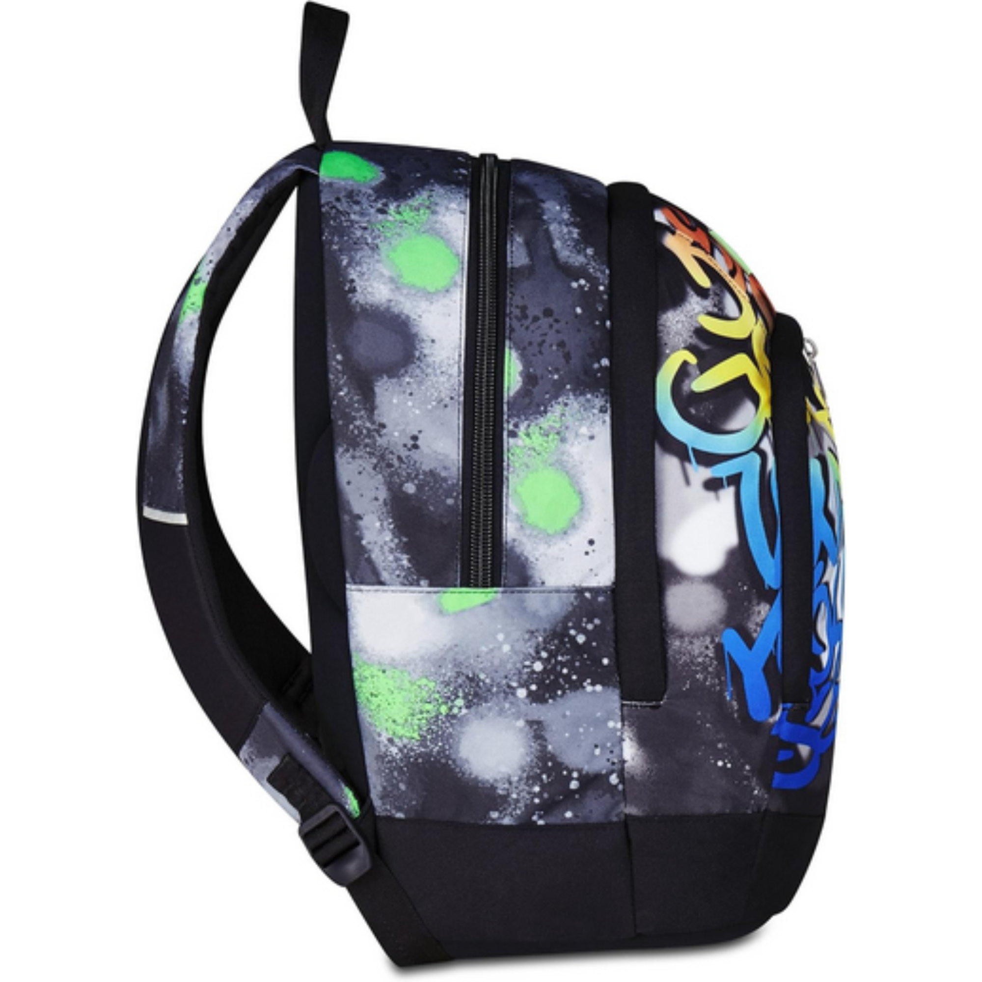 Seven Zaino Scuola Dual, Nero Verde, Doppio Scomparto Sprint Paint Boy