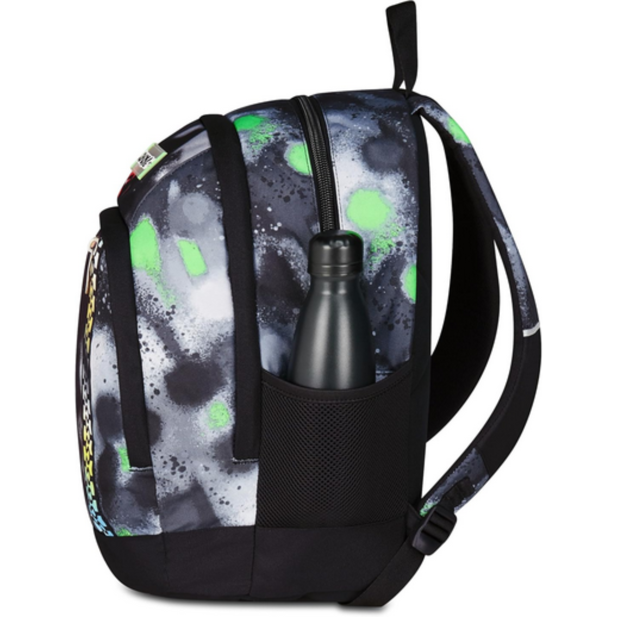 Seven Zaino Scuola Dual, Nero Verde, Doppio Scomparto Sprint Paint Boy