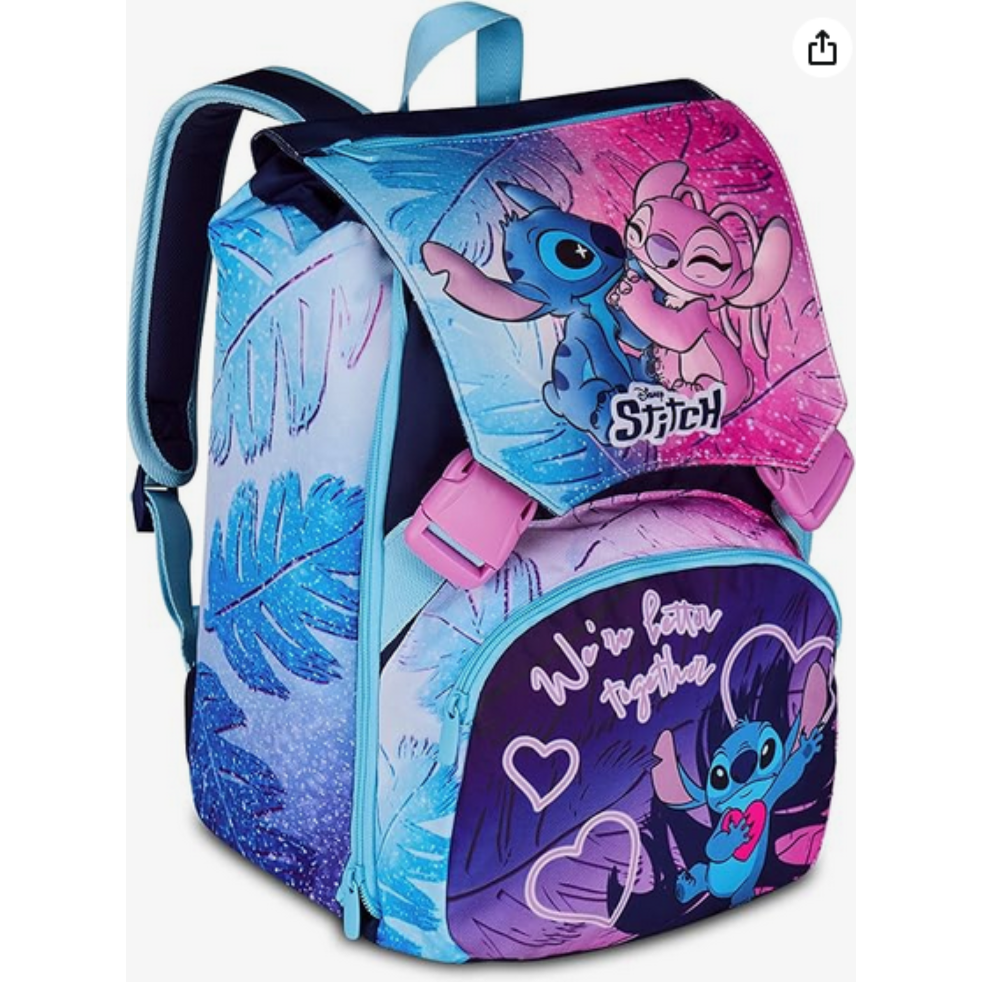 Zaino Scuola Doppio Scomparto Estensibile Seven Lilo & Stitch Disney - In Offerta