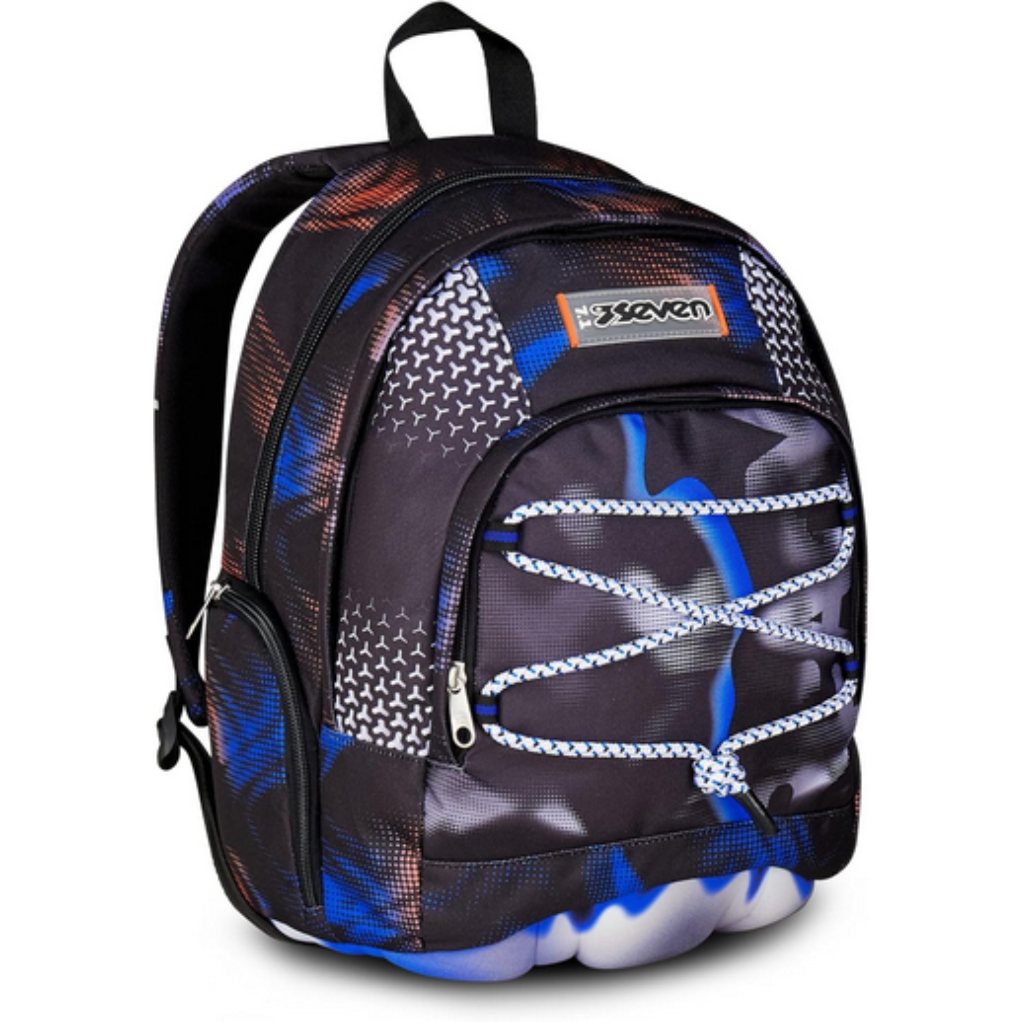 Seven Zaino Scuola Dual, Nero Blu, Doppio Scomparto Optical Shade boy