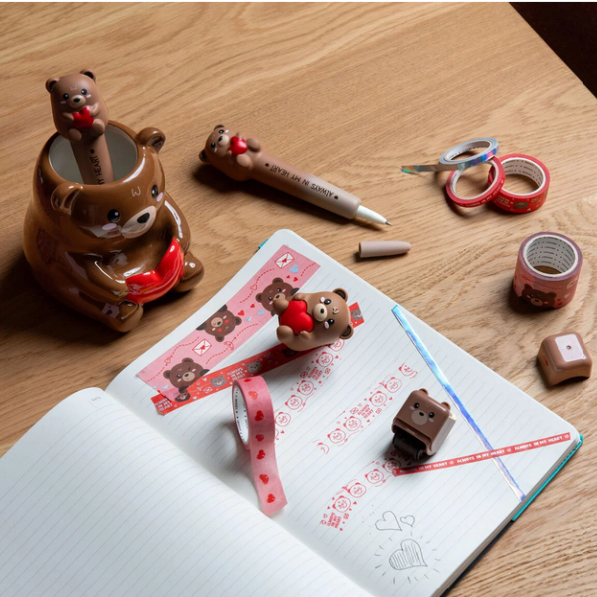 Portapenne in Ceramica Teddy Bear Legami - Desk Friends San Valentino - Organizer Scrivania Romantico