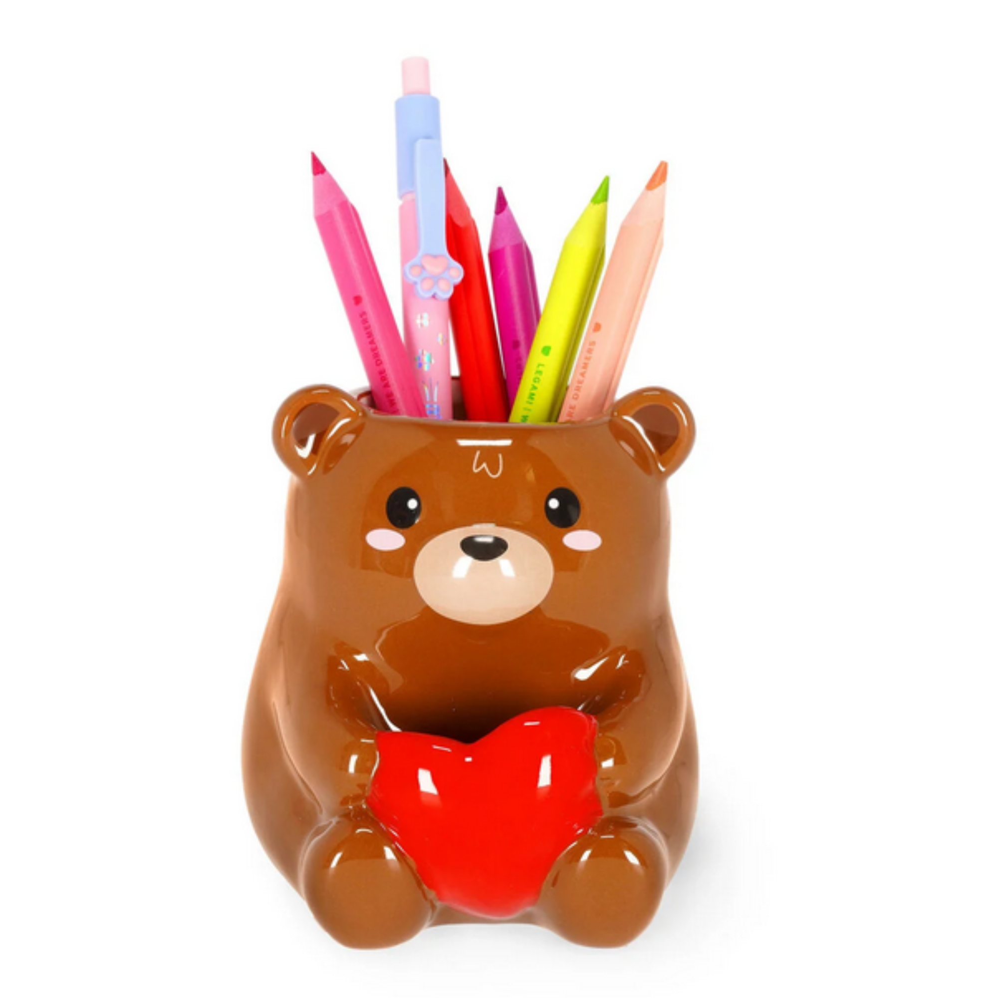 Portapenne in Ceramica Teddy Bear Legami - Desk Friends San Valentino - Organizer Scrivania Romantico