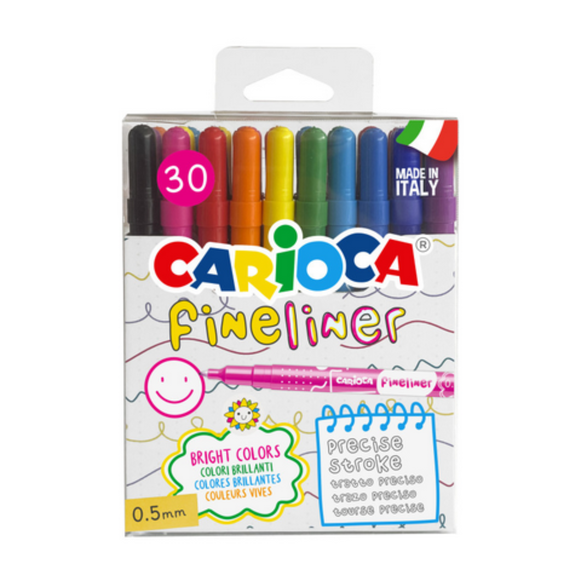 Fineliner Carioca 30 Pezzi - Tratto Preciso 0.5mm Colori Brillanti