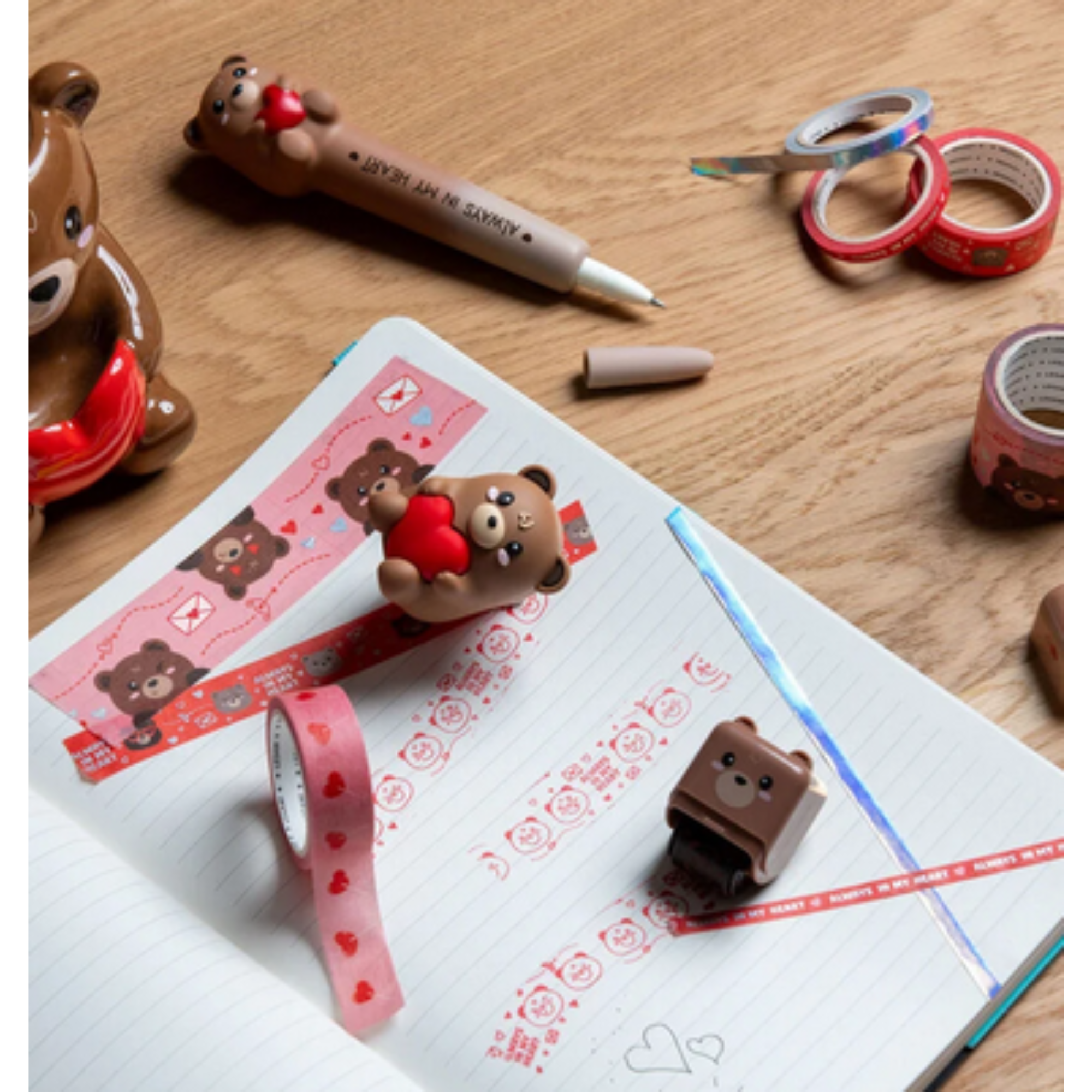 Set 5 Nastri Adesivi Decorativi Teddy Bear - Tape By Tape - Legami San Valentino