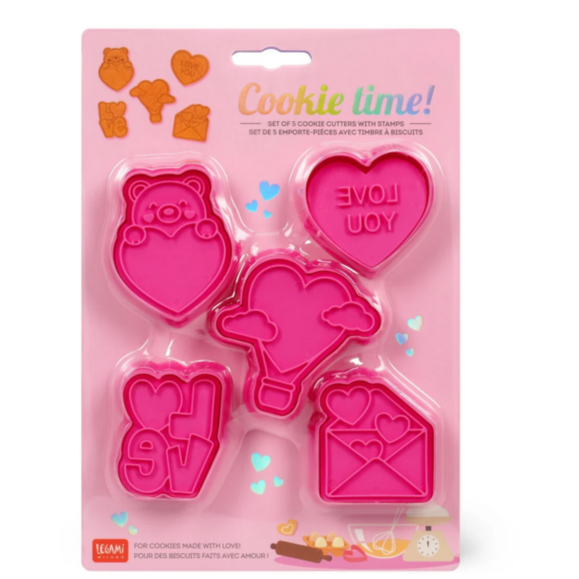 Set 5 Formine per Biscotti a Tema Amore - Cookie Time - Legami San Valentino