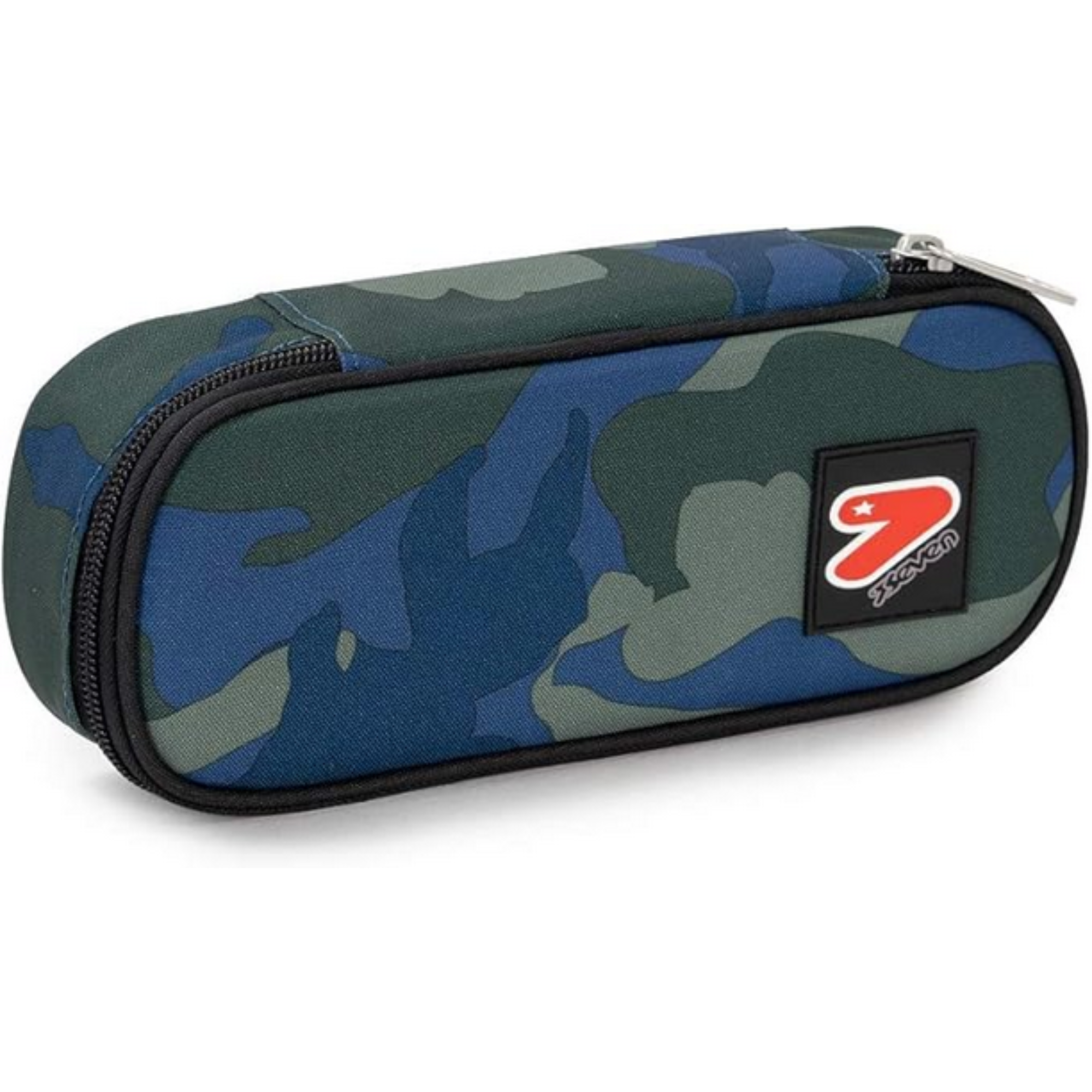 Portapenne Seven Round Plus Camo Royal The Double Verde Militare - Astuccio Vuoto