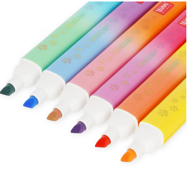 Set di 6 Evidenziatori Doppia Punta Kitty - Meow