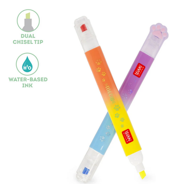 Set di 6 Evidenziatori Doppia Punta Kitty - Meow