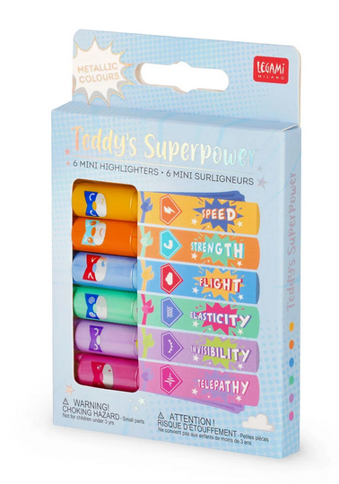 Set di 6 Mini Evidenziatori - Teddy's Superpower Legami