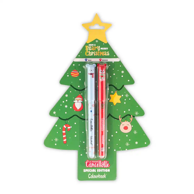 Set 2 penne gel cancellabili Beary Merry Christmas colourbook