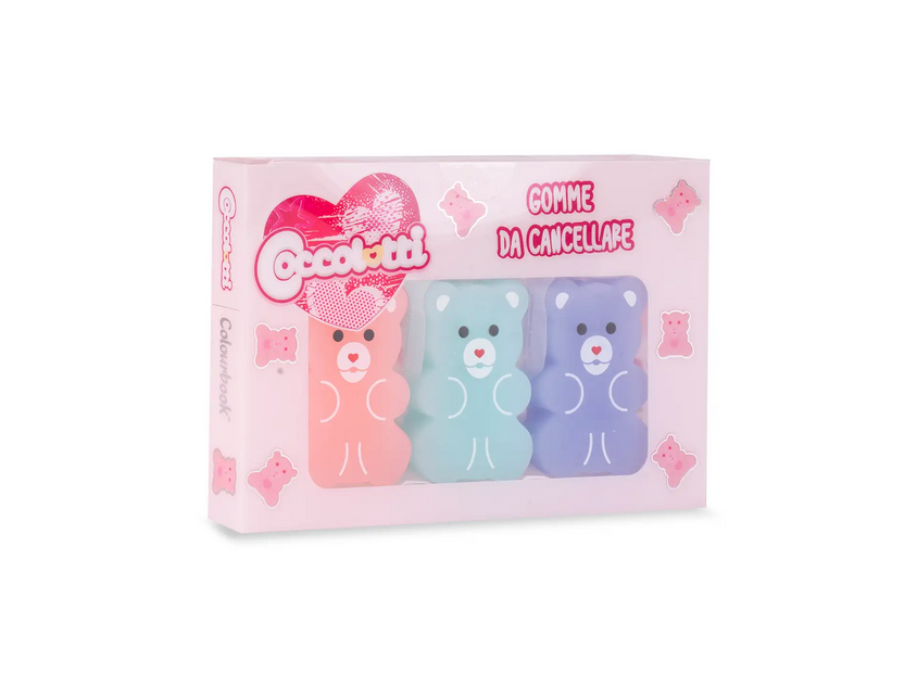 Set 3 gomme da cancellare Coccolotti Classic - love & tell