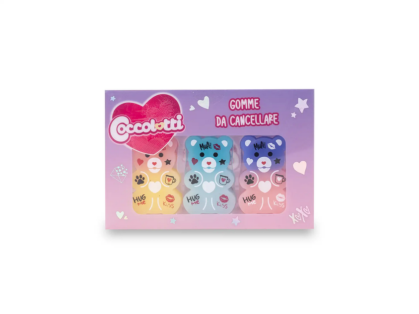 Set 3 gomme da cancellare Coccolotti Classic - love & tell