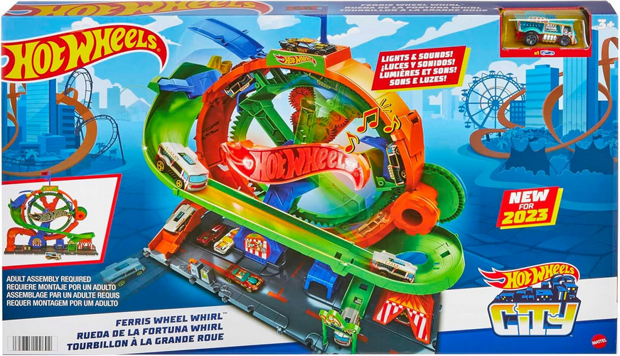 Hot Wheels City Ruota Panoramica – Playset con Pista, Luci e Suoni Luna Park