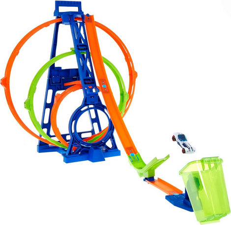 Hot Wheels Kit Super Triplo Loop – Pista Acrobatica con 3 Giri della Morte e Macchinina