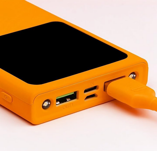 FOREVER Colorum Power Bank 10000 mAh Arancione - Batteria Portatile con USB-C e microUSB - Power Bank con Schermo LED